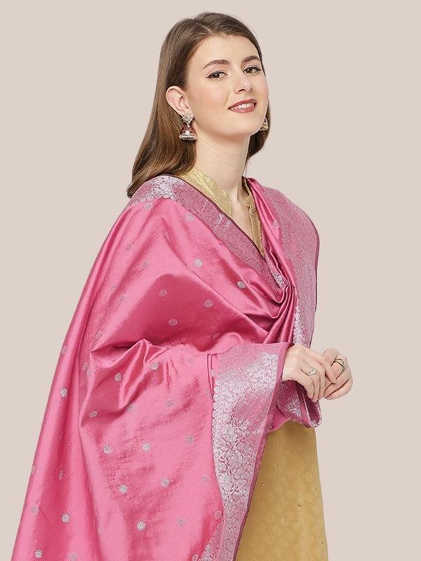 Banarasi Silk Dupatta with Silver Border Dupatta/shawl/stole