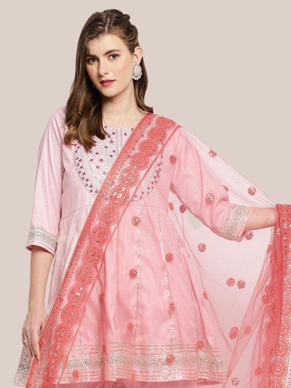 Floral Lucknowi Embroidered Net dupatta/shawl/stole