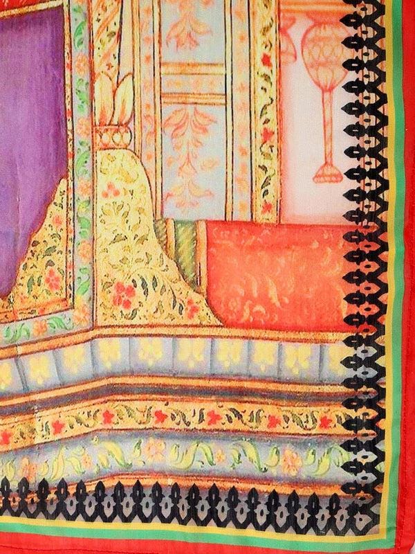 Multicoloured Digital Printed Cotton Satin Dupatta/shawl/stole