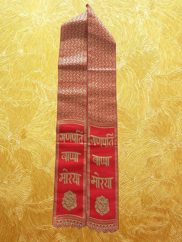 Ganpati Bappa Morya Stole in Red and Gold Men Women
