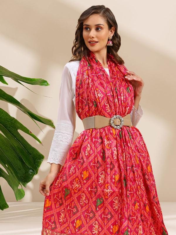 Patola Printed Art Silk Crushed Dupatta/shawl/stole