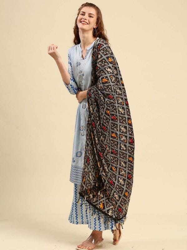 Patola Printed Art Silk Crushed Dupatta/shawl/stole