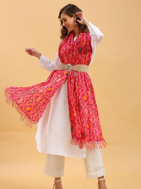 Patola Printed Art Silk Crushed Dupatta/shawl/stole
