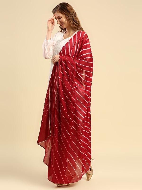 Leharia Chinon Dupatta with Gotta Border