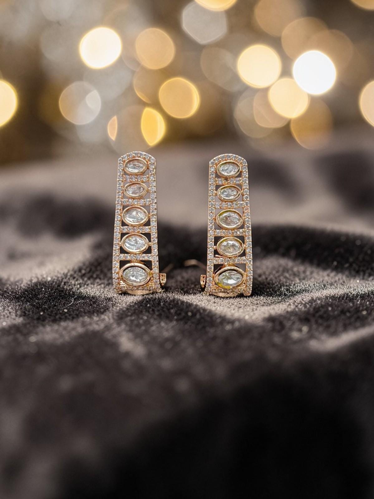 Real Mossanite gold-plated stud earrings small