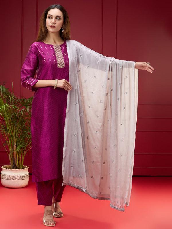 Embroidered Chinnon Dupatta with Subtle Sheen