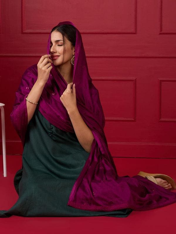 Embroidered Chinnon Dupatta with Subtle Sheen