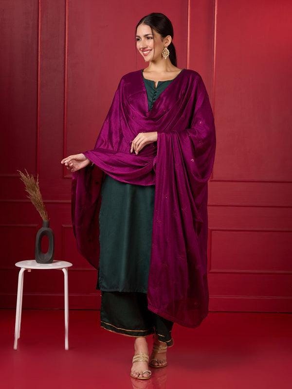 Embroidered Chinnon Dupatta with Subtle Sheen