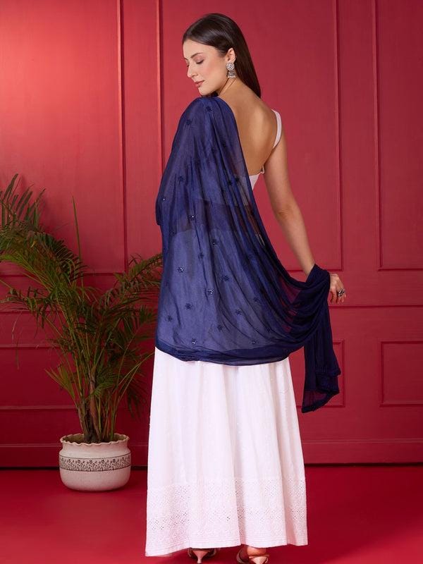 Embroidered Chinnon Dupatta with Subtle Sheen