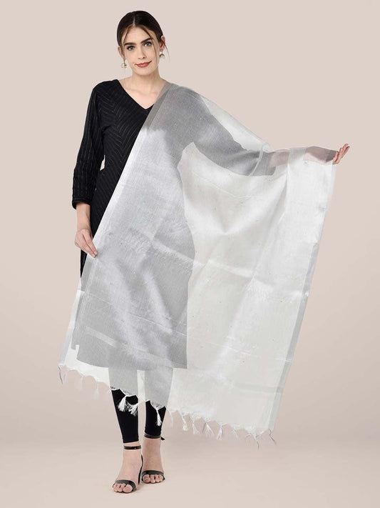 Embellished Tissue Silk Dupatta Silver