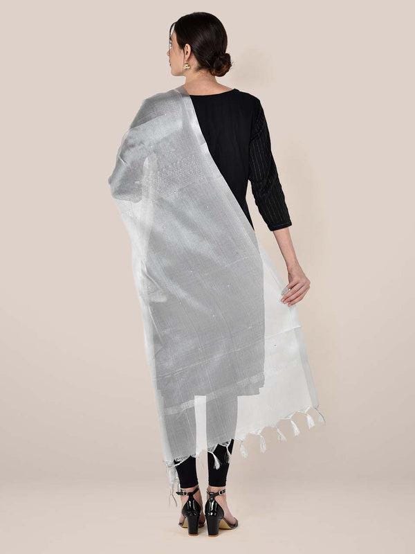 Embellished Tissue Silk Dupatta Silver