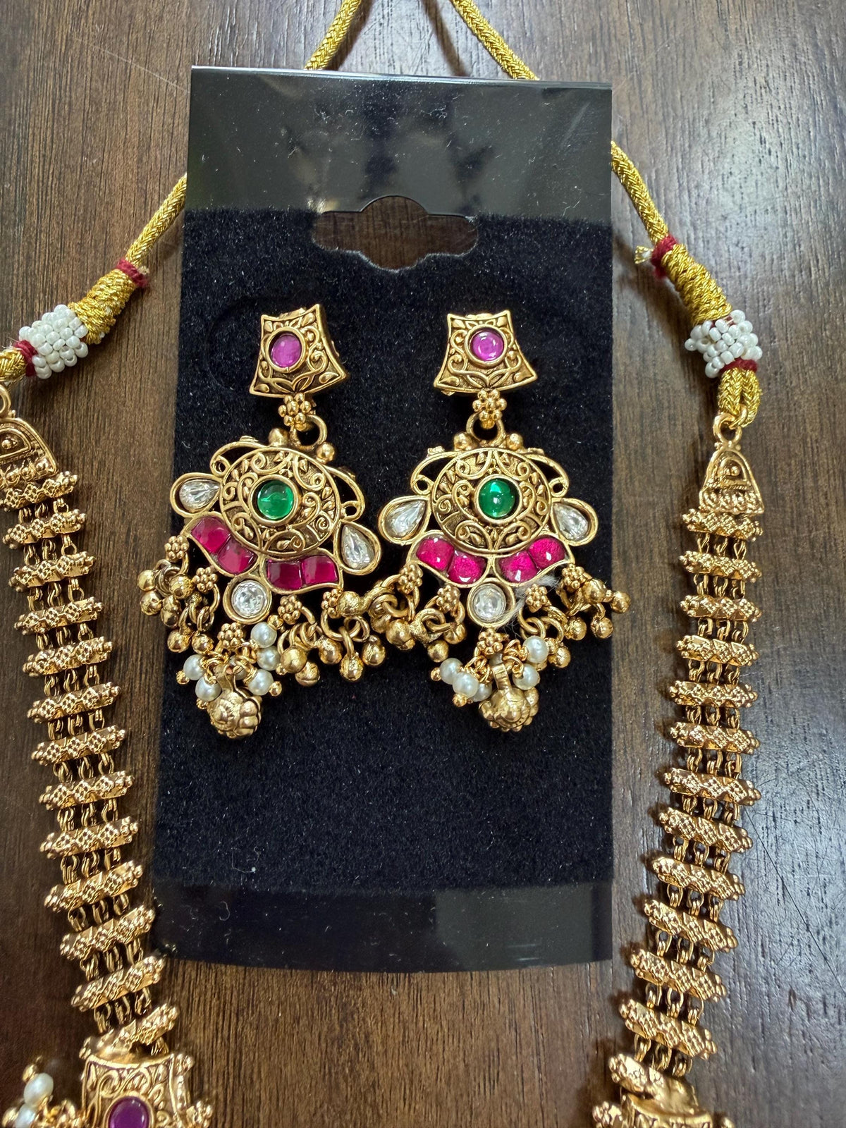 Rajwadi inspired design necklace set gold polished