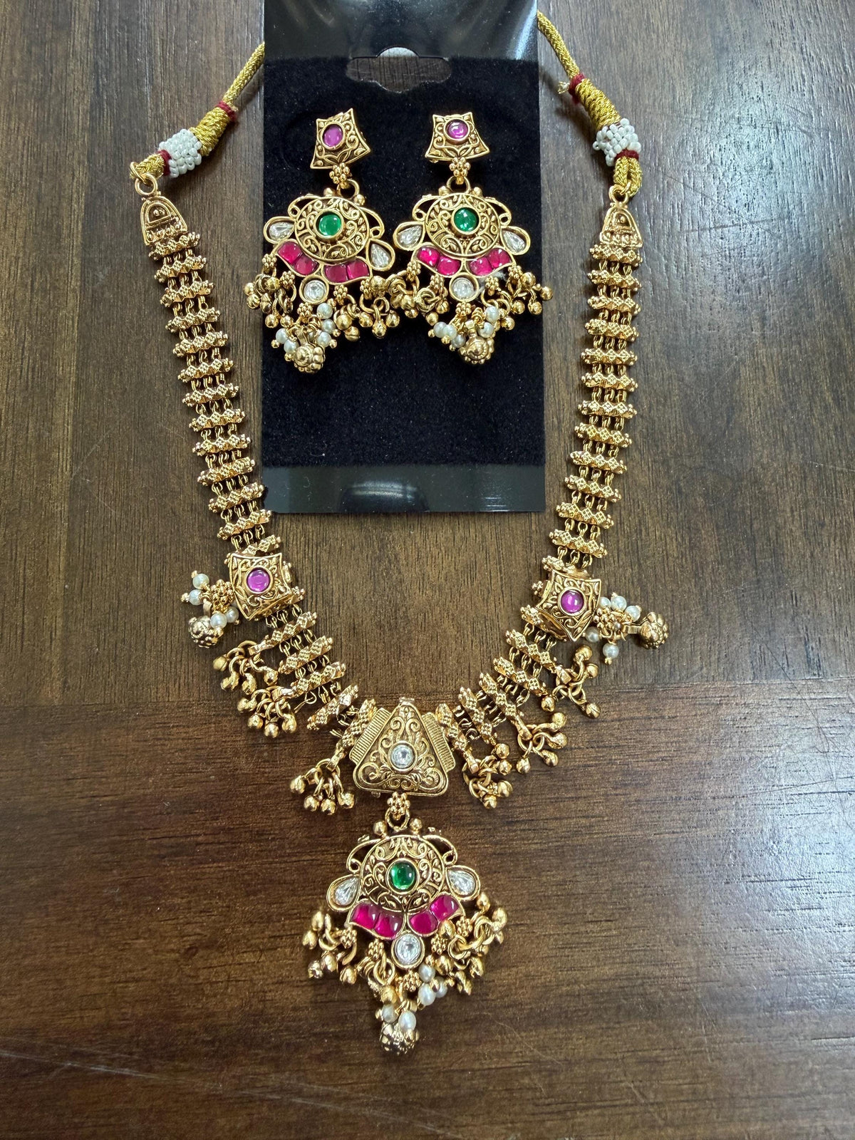 Rajwadi inspired design necklace set gold polished