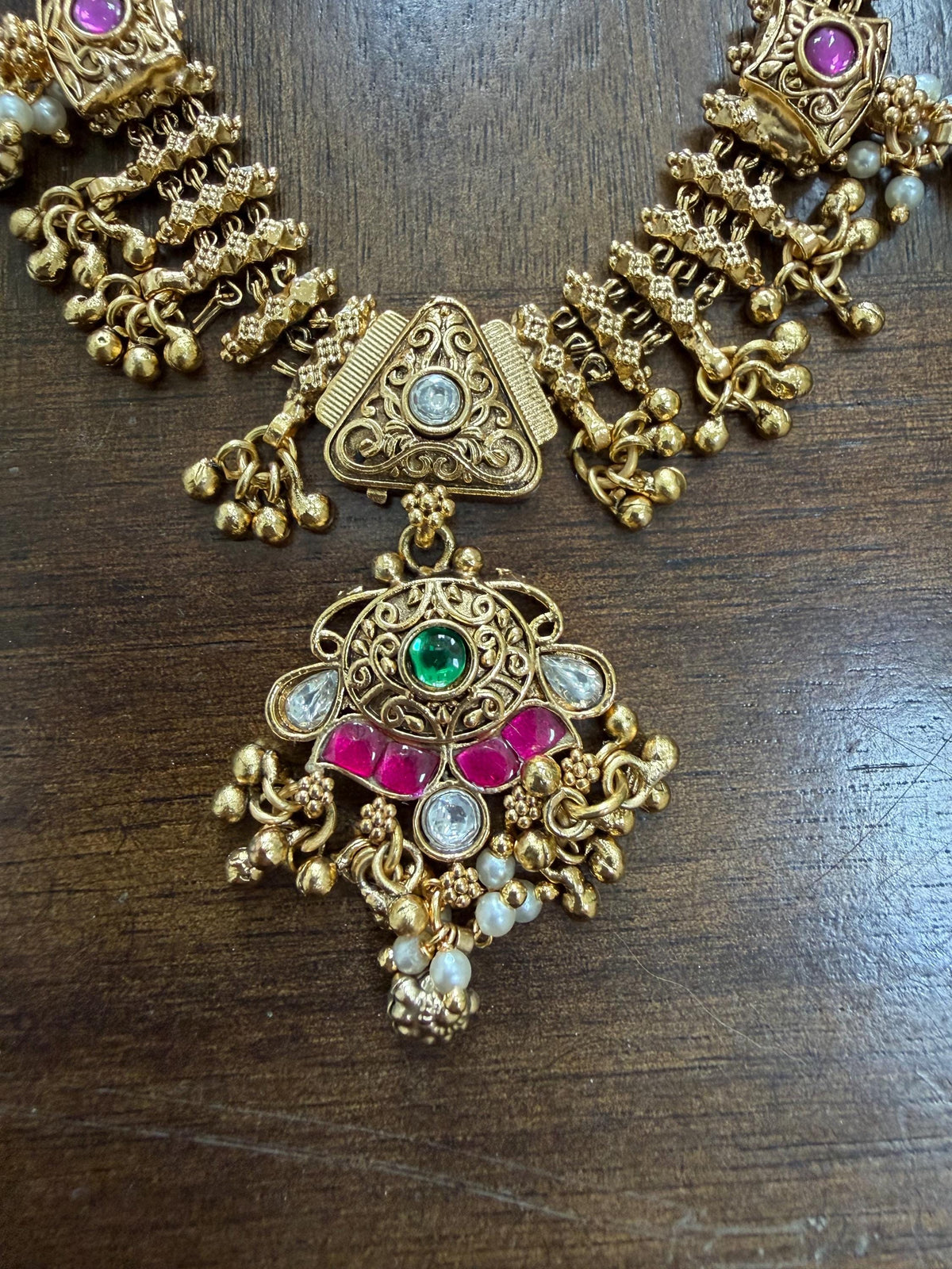 Rajwadi inspired design necklace set gold polished