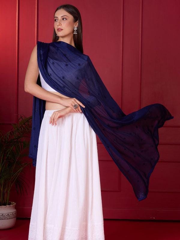Embroidered Chinnon Dupatta with Subtle Sheen
