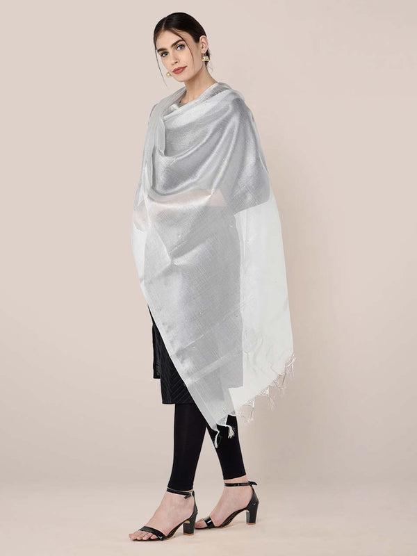 Embellished Tissue Silk Dupatta Silver