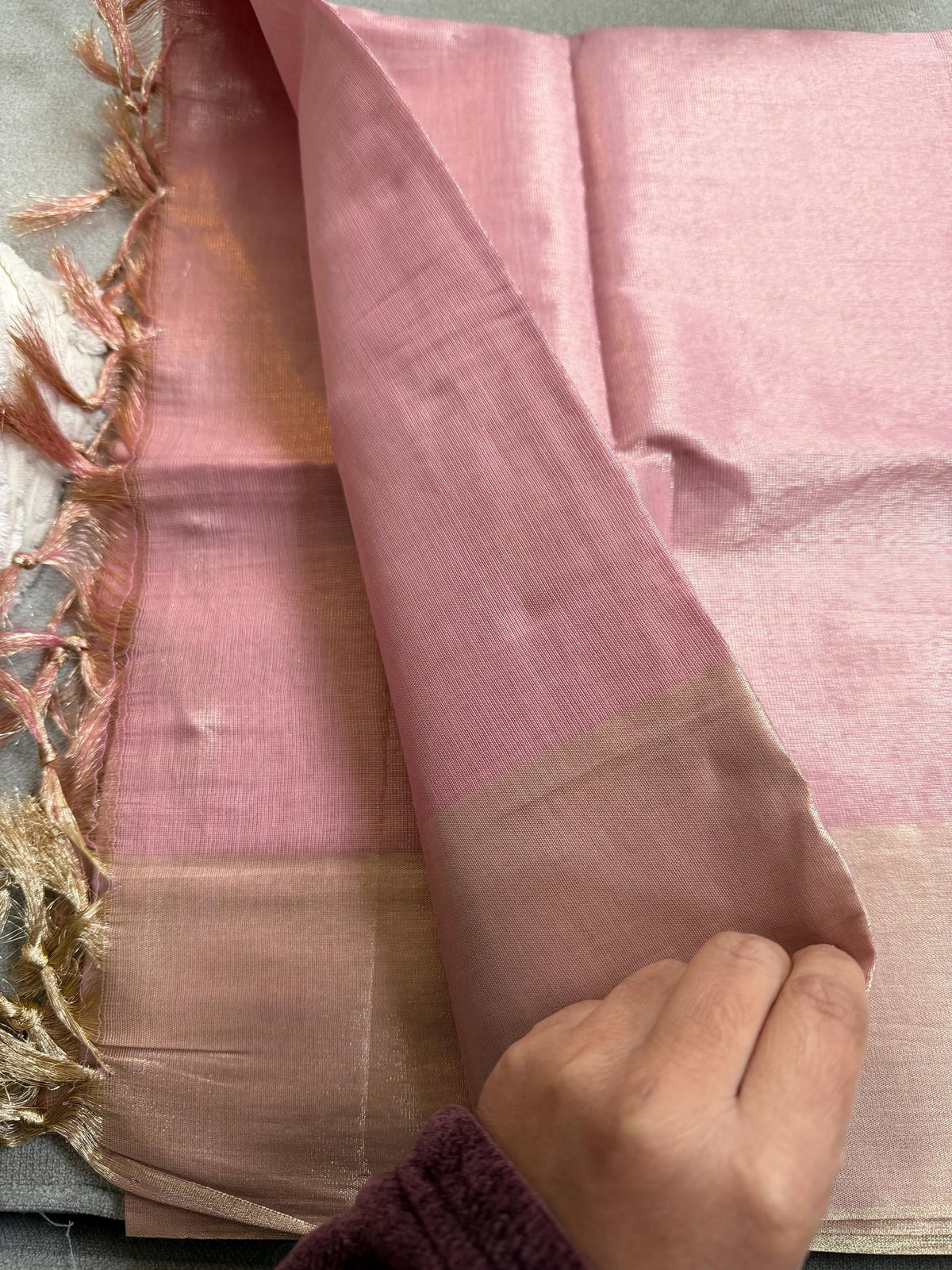 Blush Pink Two Tone Banarasi Tissue Dupatta/shawl/stole