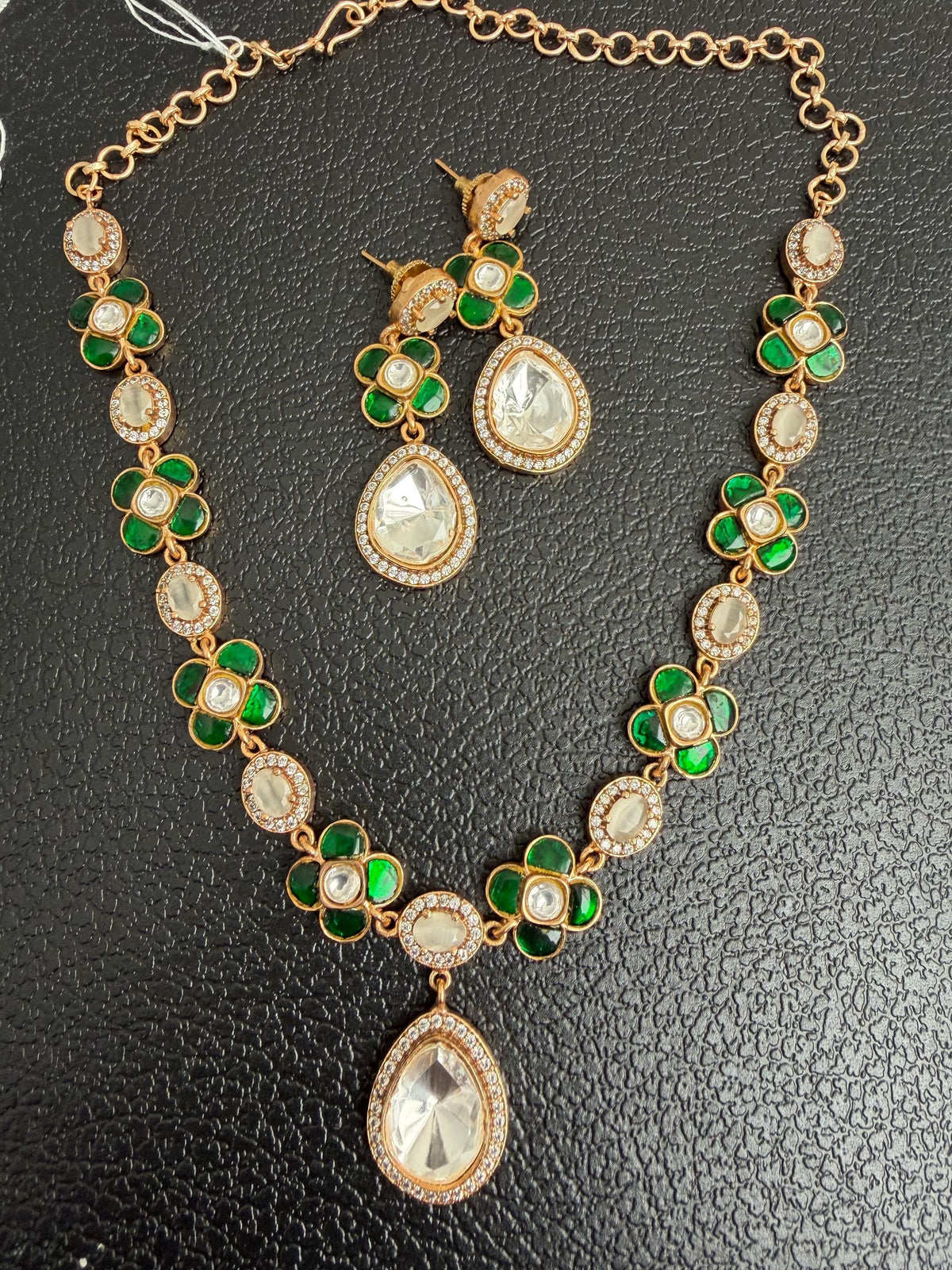Real Jadau with gold plated necklace set adjustable handcrafted