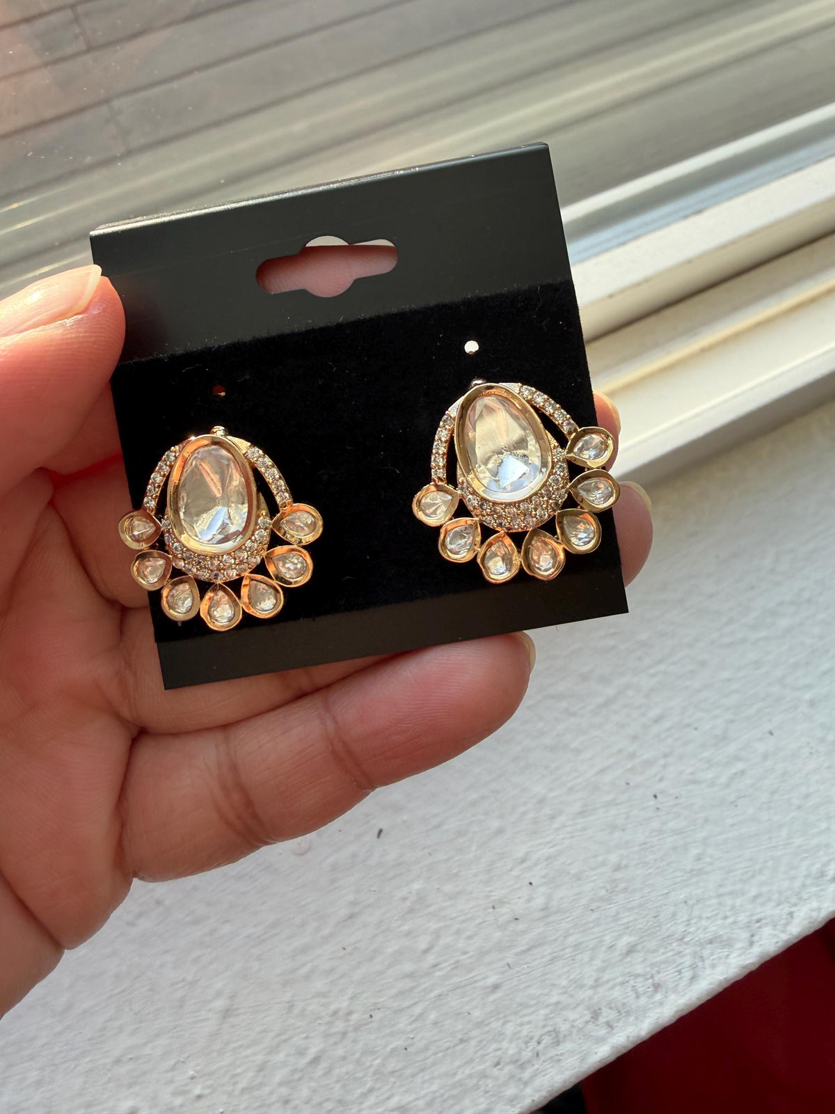Real Mossanite gold-plated stud earrings small 20mm x 23mm