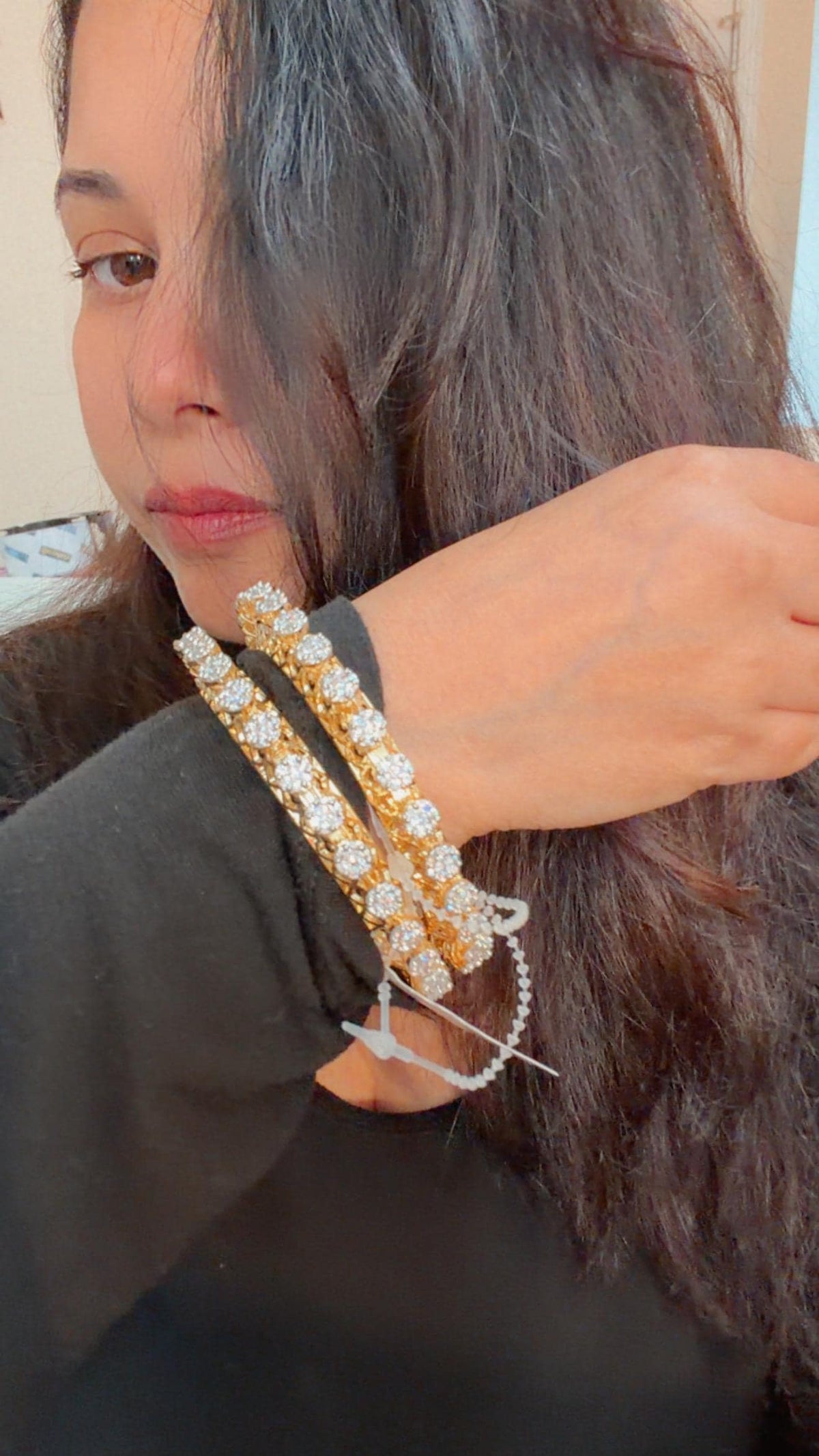 2.2/2.4/2.6/2.8 American diamond bangles set cubic zirconia gold
