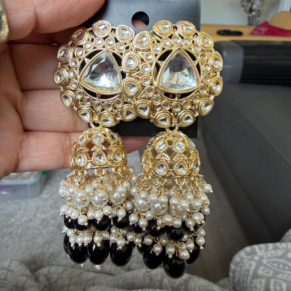 Light weight kundan earrings jhumkas