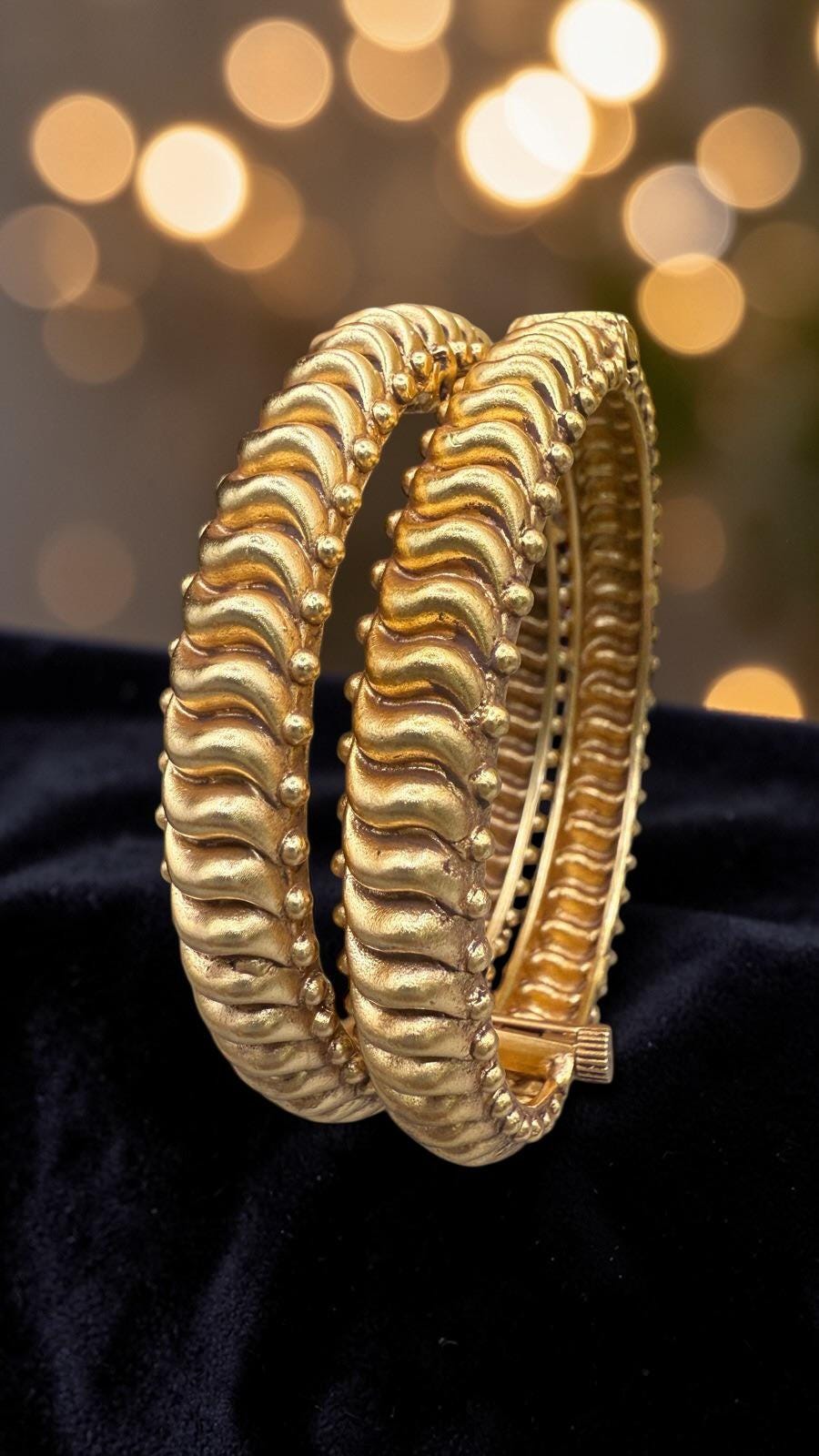 Handmade Antique Gold bangles set of 2 openable