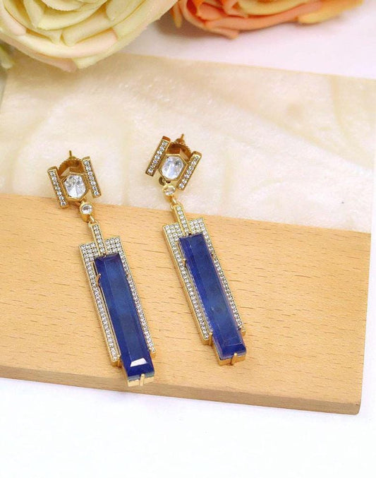 Polki and semiprecious stone earrings with American diamonds Sabya inspired