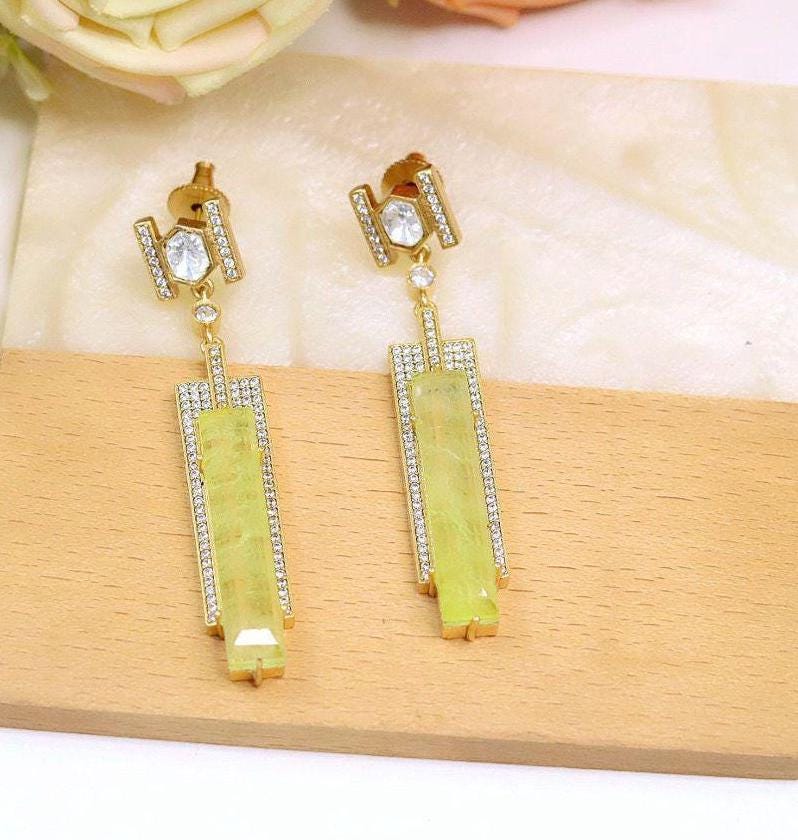 Polki and semiprecious stone earrings with American diamonds Sabya inspired