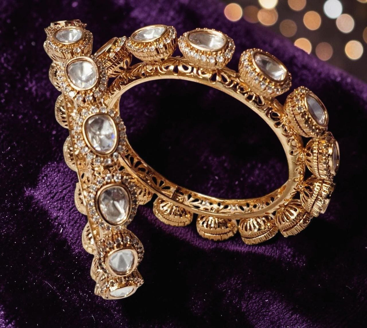 Handmade Antique Gold Real Mossanite bangles