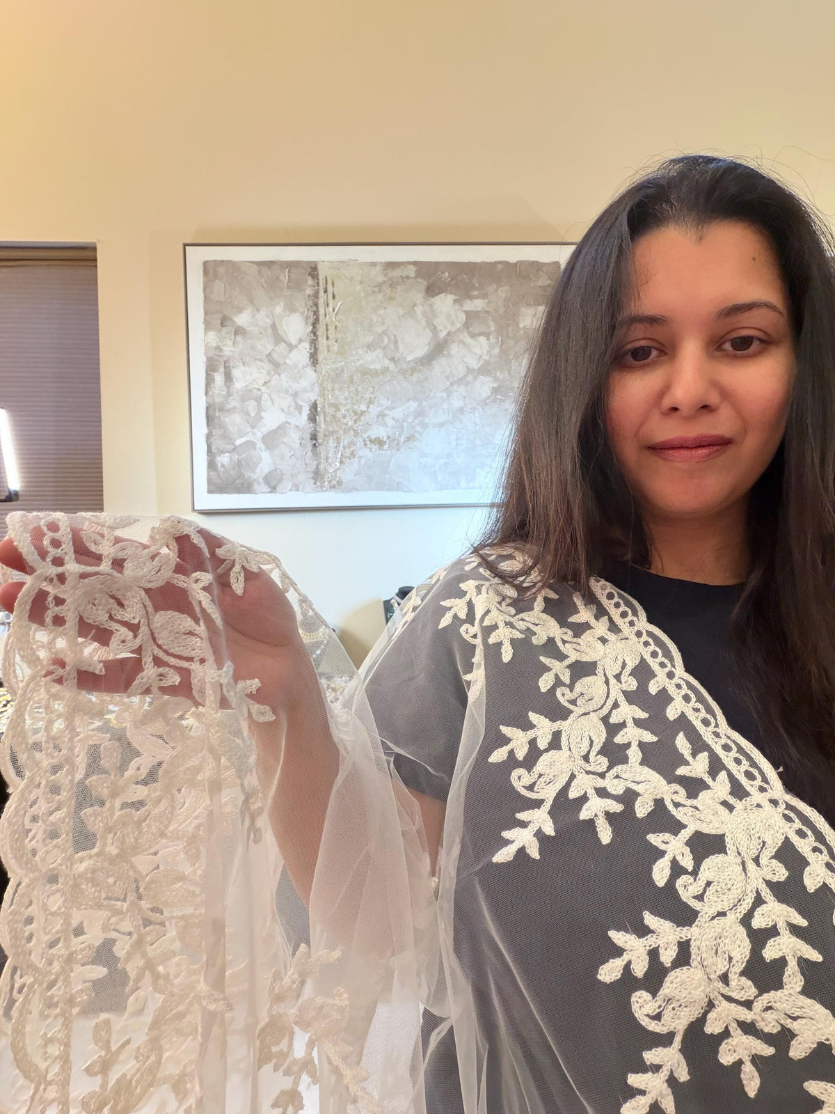 Embroidered Floral Motifs Net Dupatta stole/shawl