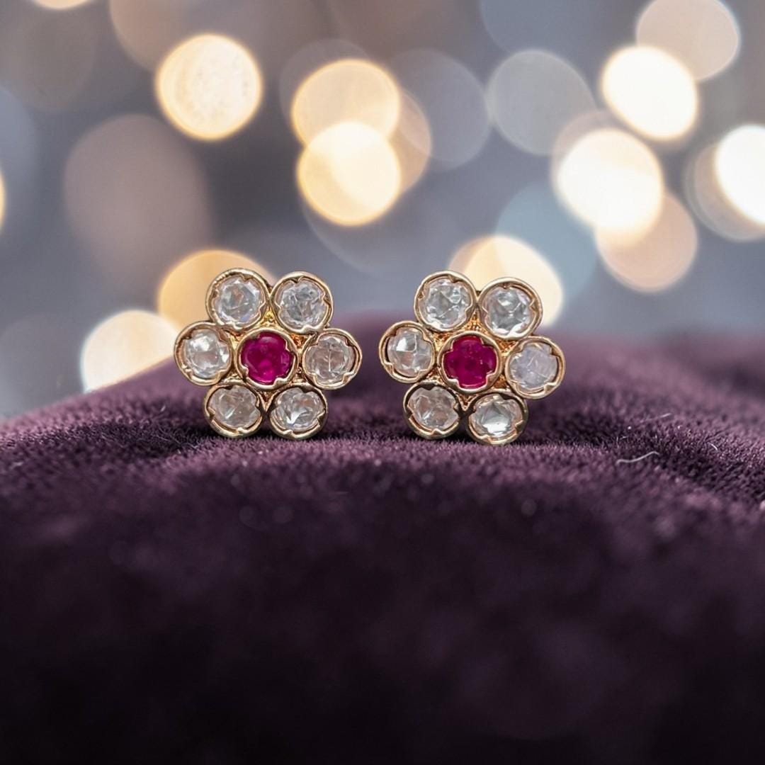 Real Mossanite gold-plated stud earrings small