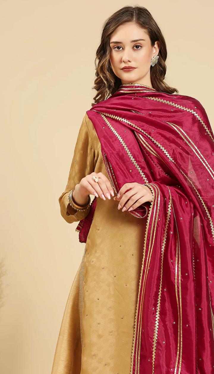 Silk Dupatta with Gotta Patti Work Dupatta/shawl/stole