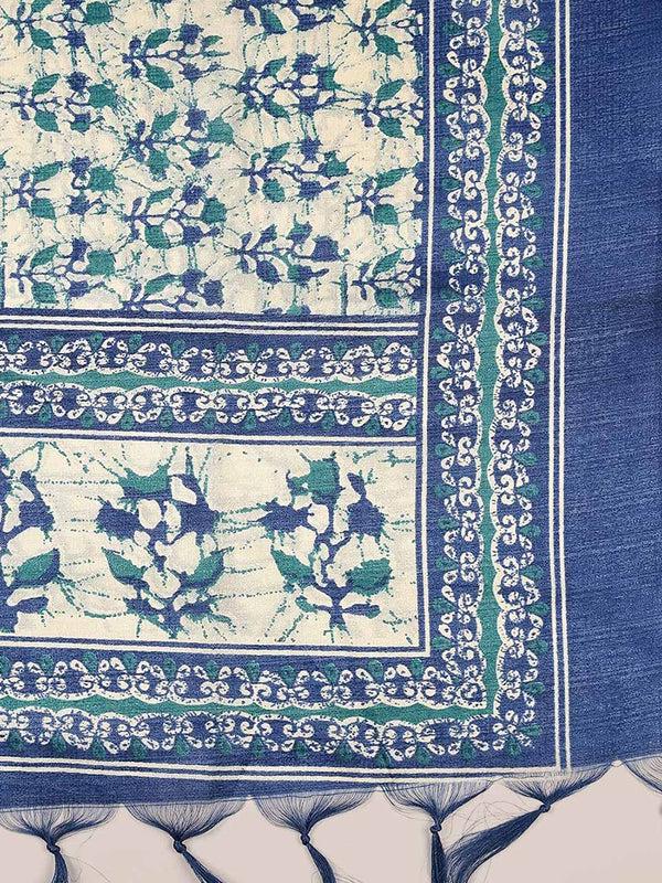 Printed Blue & Green Art Silk Dupatta/shawl/stole