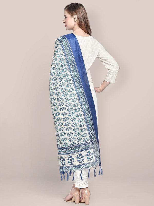 Printed Blue & Green Art Silk Dupatta/shawl/stole