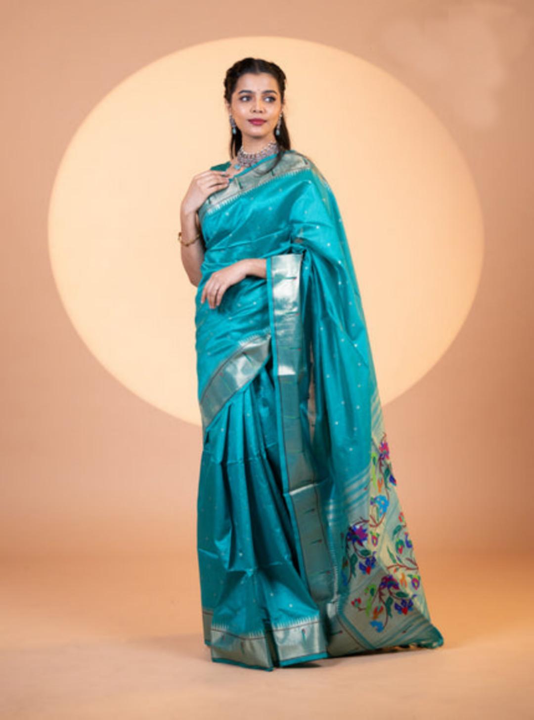 Soft Khadi raw silk Paithani Saree with single muniya border semi silk