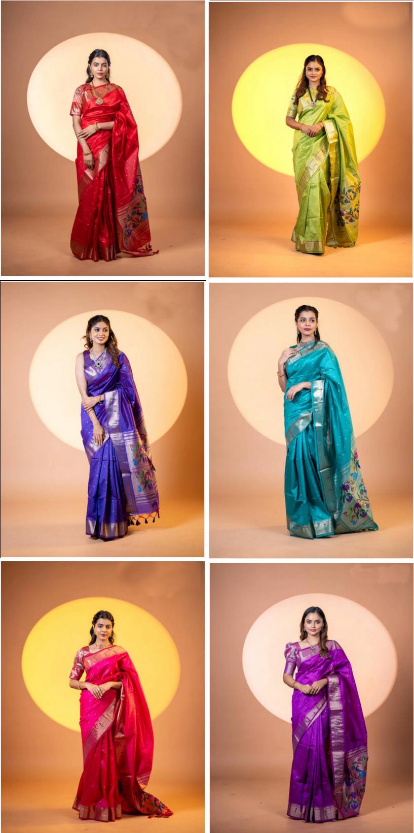 Soft Khadi raw silk Paithani Saree with single muniya border semi silk