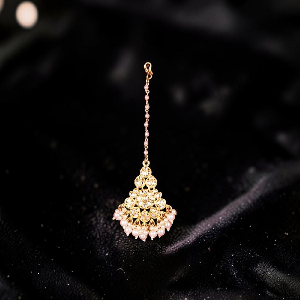 Maag tikka kundan and pearls head accessory jewelry gold polished
