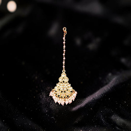 Maag tikka kundan and pearls head accessory jewelry gold polished