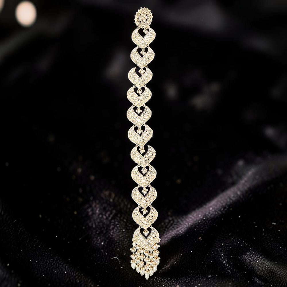 Hair Braid accessory made with kundan and pearls, With Gold Plating, light weight