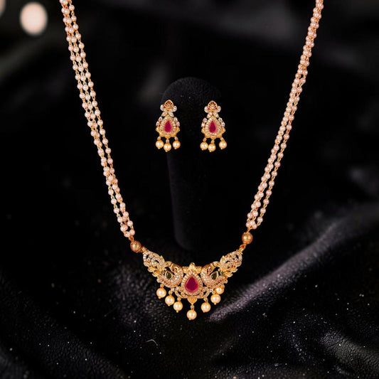 Maharashtrian-style tanmani necklace set with pendant and pearls