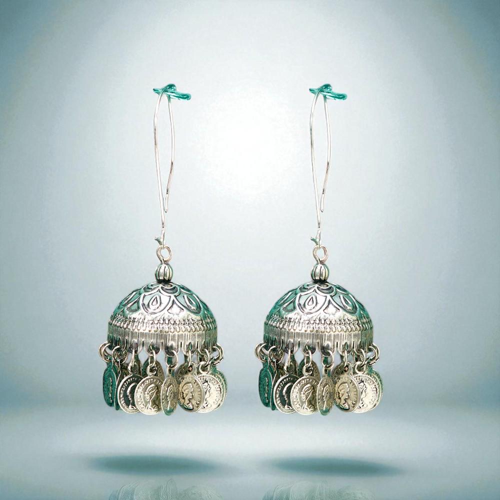 Jhumki With Oxidised Plating