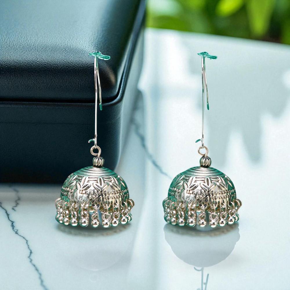 Jhumki With Oxidised Plating