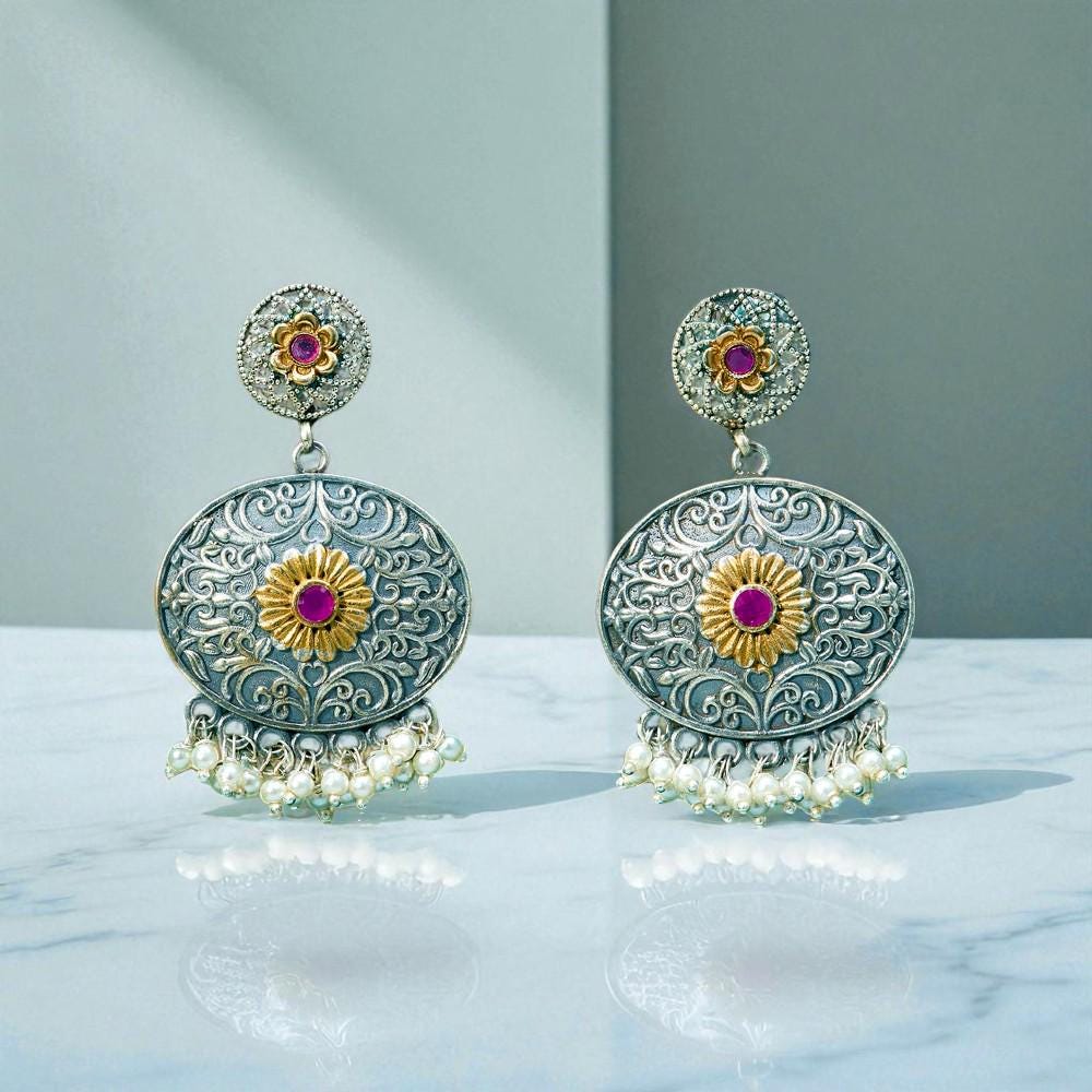 Earrings Oxidised Plating