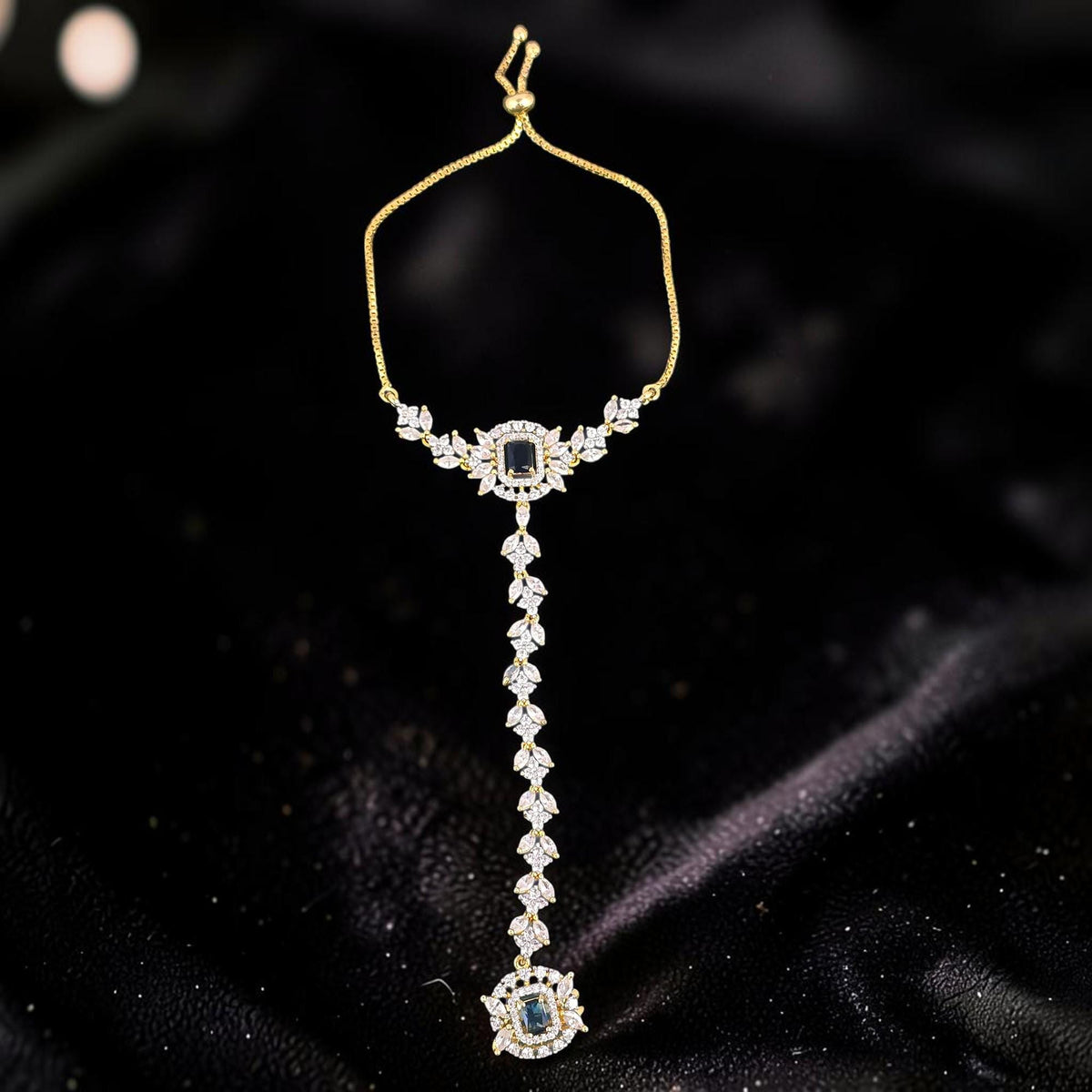 Haath Phool hand accessory in American diamonds gold polished single piece