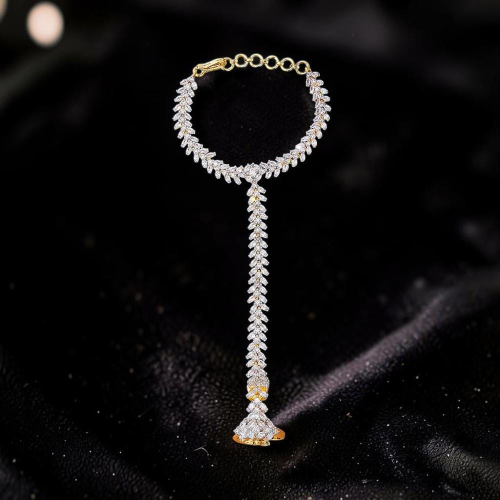 Haath Phool hand accessory in American diamonds gold two tone polished single piece