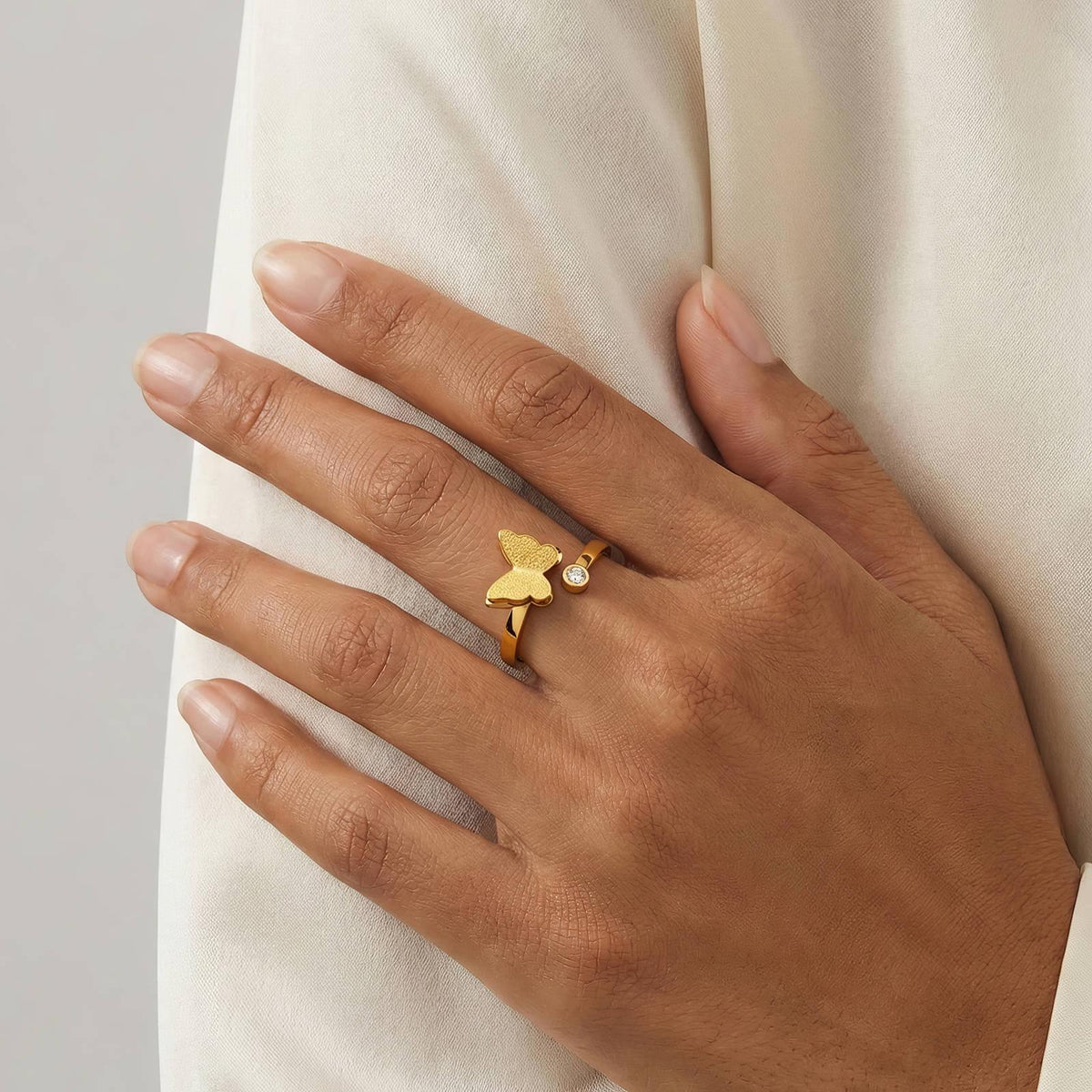 Butterfly Ring waterproof antitarnish 18k gold plated on stainless steel