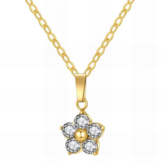 Flower pendant necklace, waterproof, anti-tarnish, 18k gold plated on stainless steel