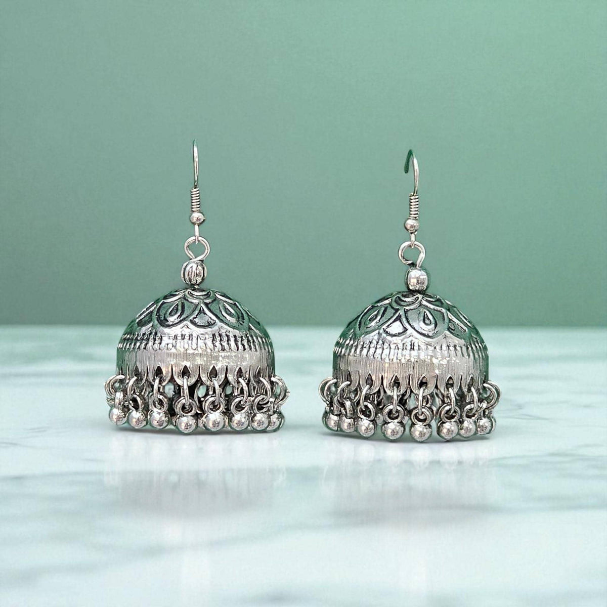 Jhumki With Oxidised Plating