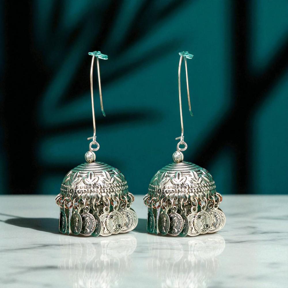 Jhumki With Oxidised Plating