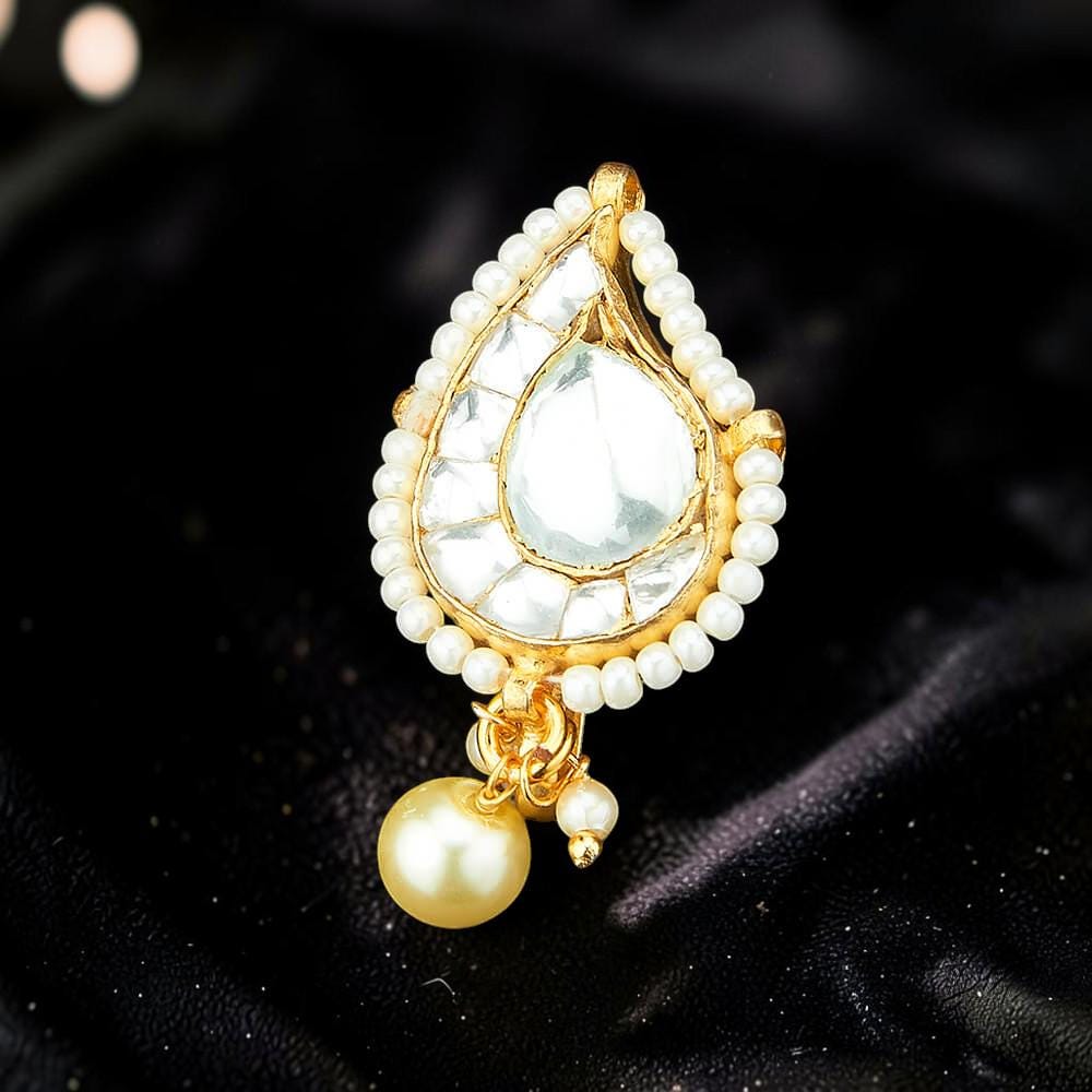 Kundan Nath Pressing Gold polished nose pin